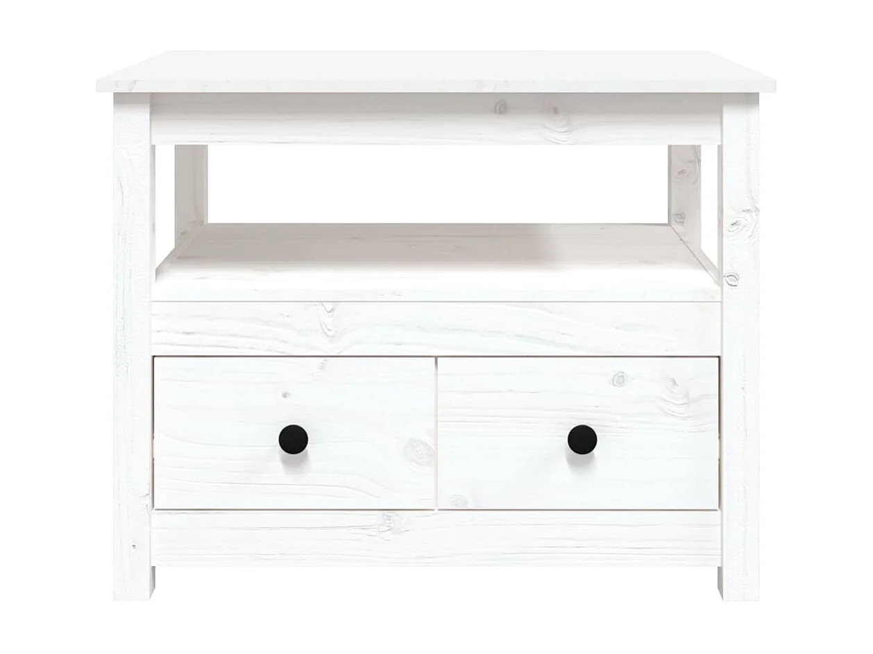 Table basse Blanc 71x49x55 cm Bois massif de pin