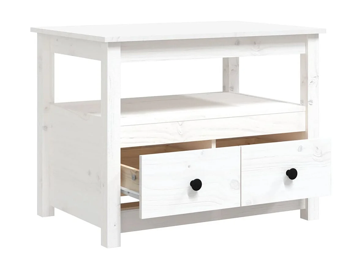 Table basse Blanc 71x49x55 cm Bois massif de pin