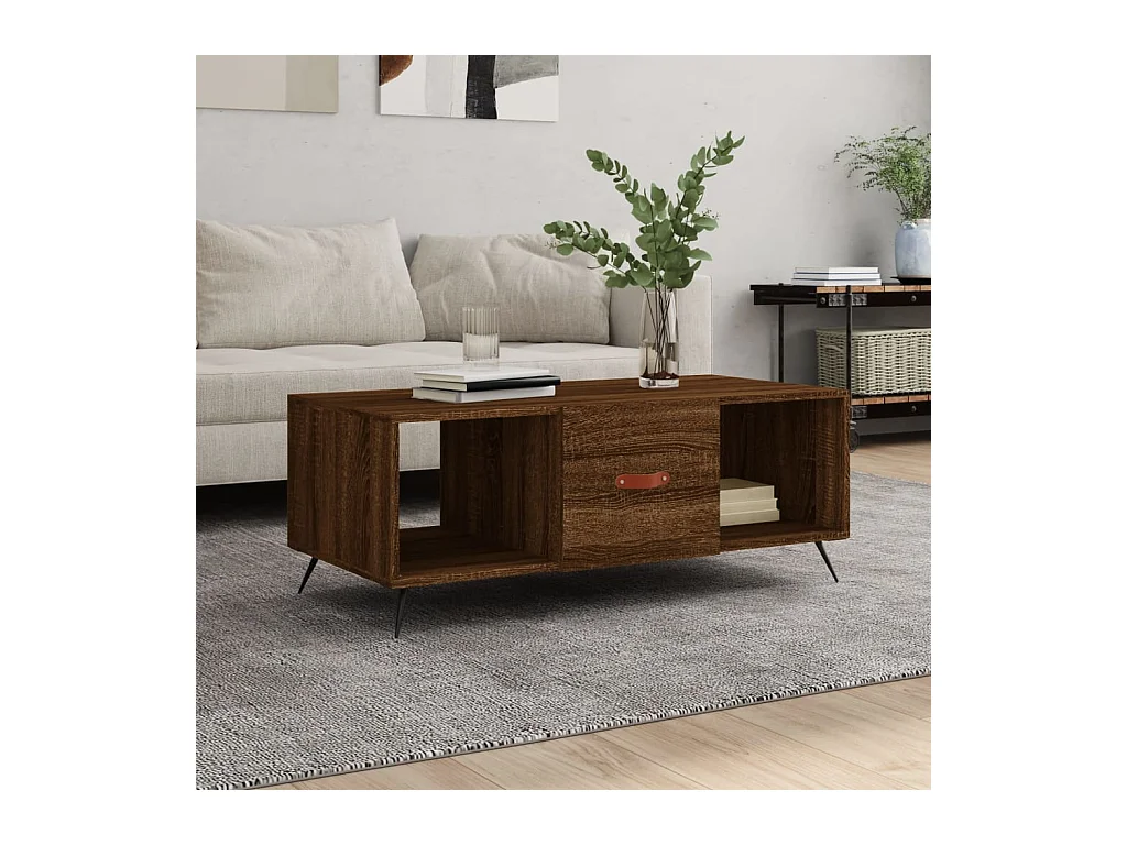 Goudbruin eiken salontafel 102x50x40 cm samengesteld hout