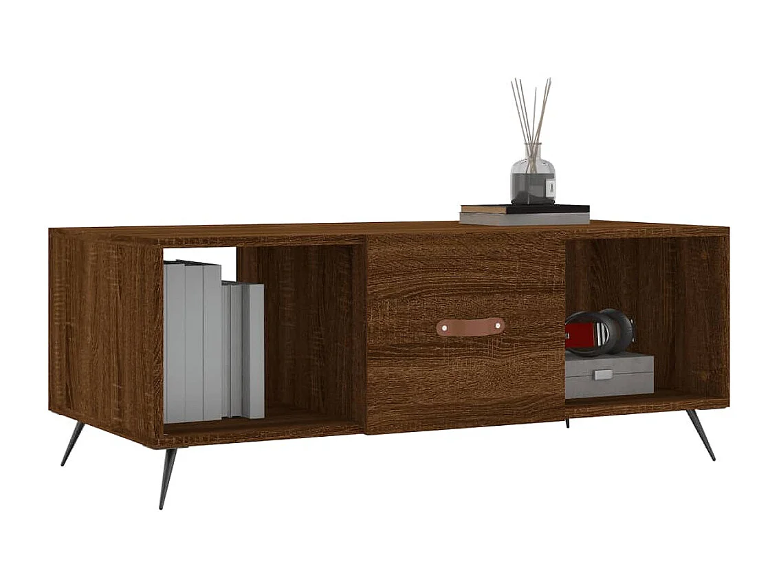 Mesa de centro roble Gold Brown 102x50x40 cm madera contrachapada