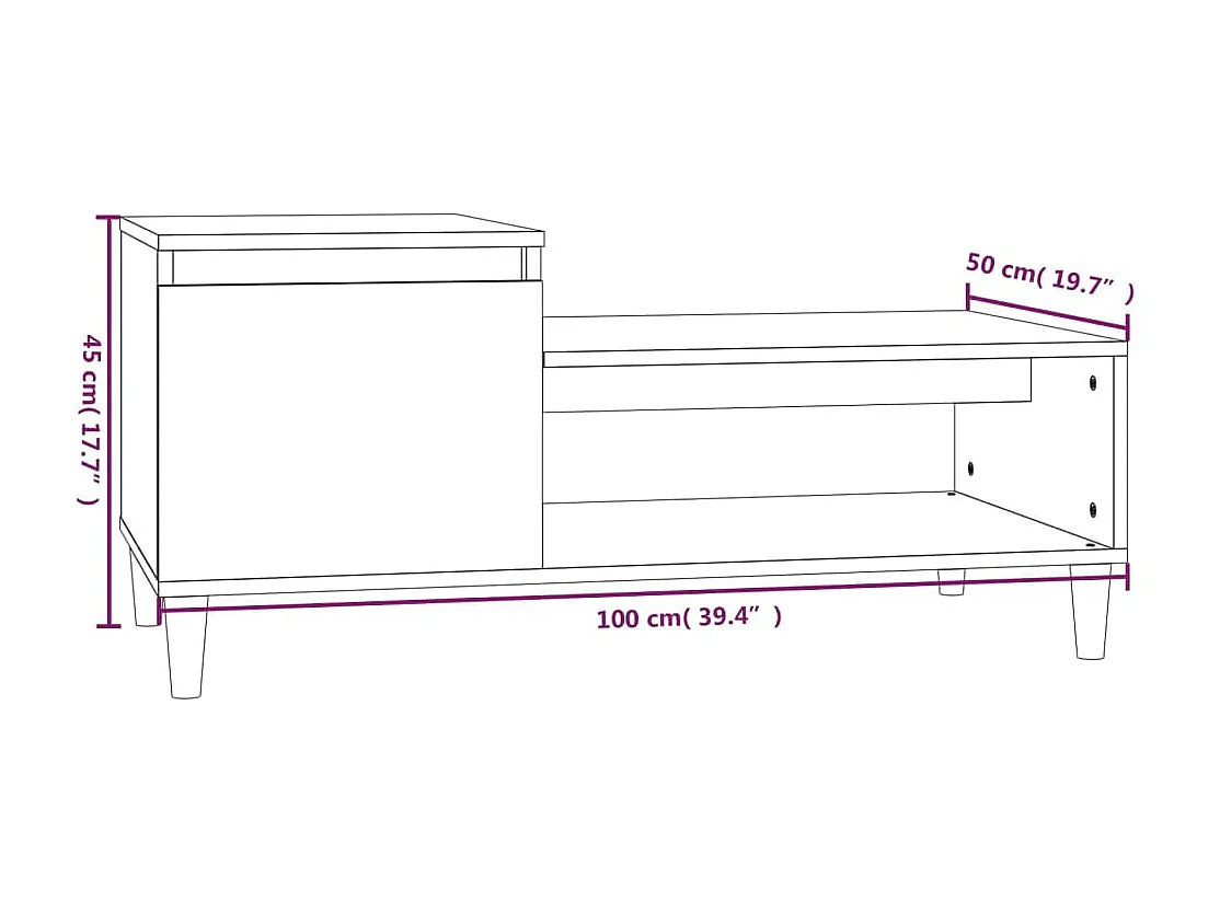 Table basse Blanc brillant 100x50x45 cm Bois d'ingénierie