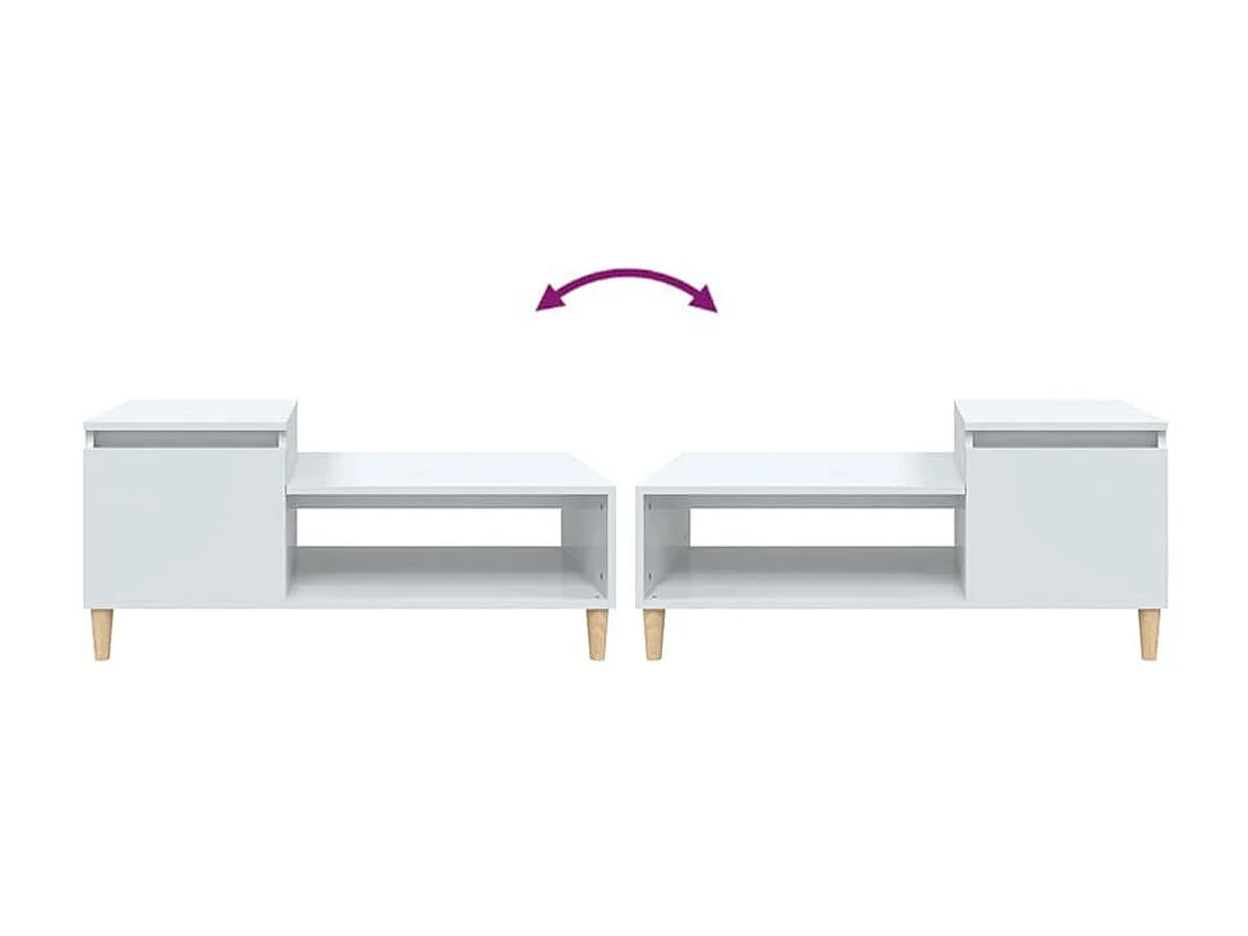 Mesa de centro dourada branco brilhante 100x50x45 cm Madeira trabalhada