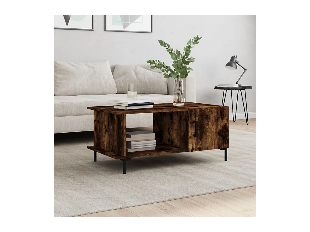 Goud Gerookt eiken salontafel 90x50x40 cm samengesteld hout
