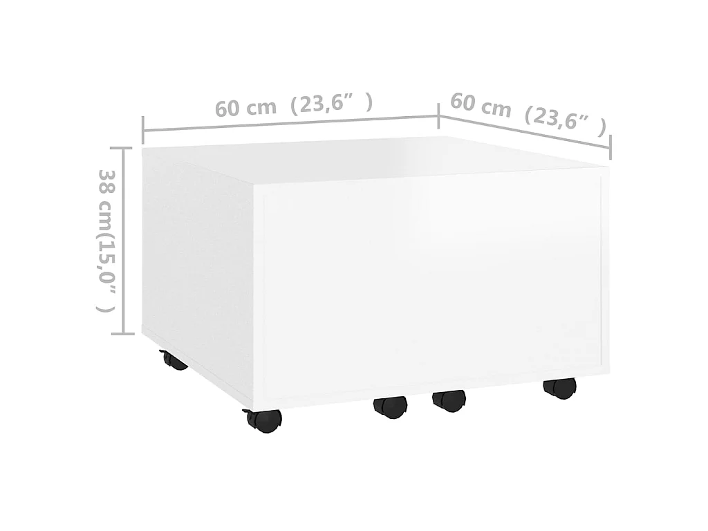 Tavolino Gold Bianco 60x60x38 cm Truciolare