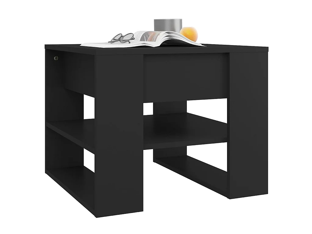 Gold Salontafel Zwart 55,5x55x45 cm Bewerkt hout