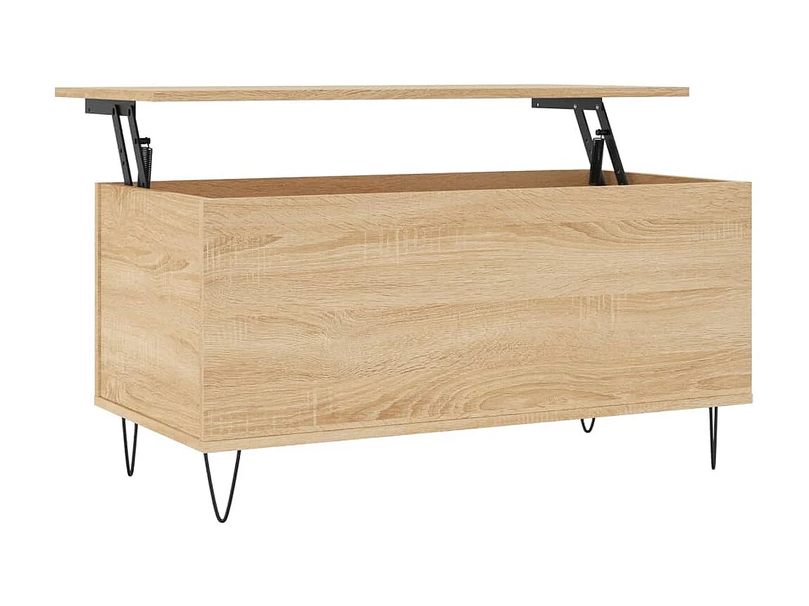 Gold Couchtisch Sonoma-Eiche 90x44,5x45 cm Holzwerkstoff