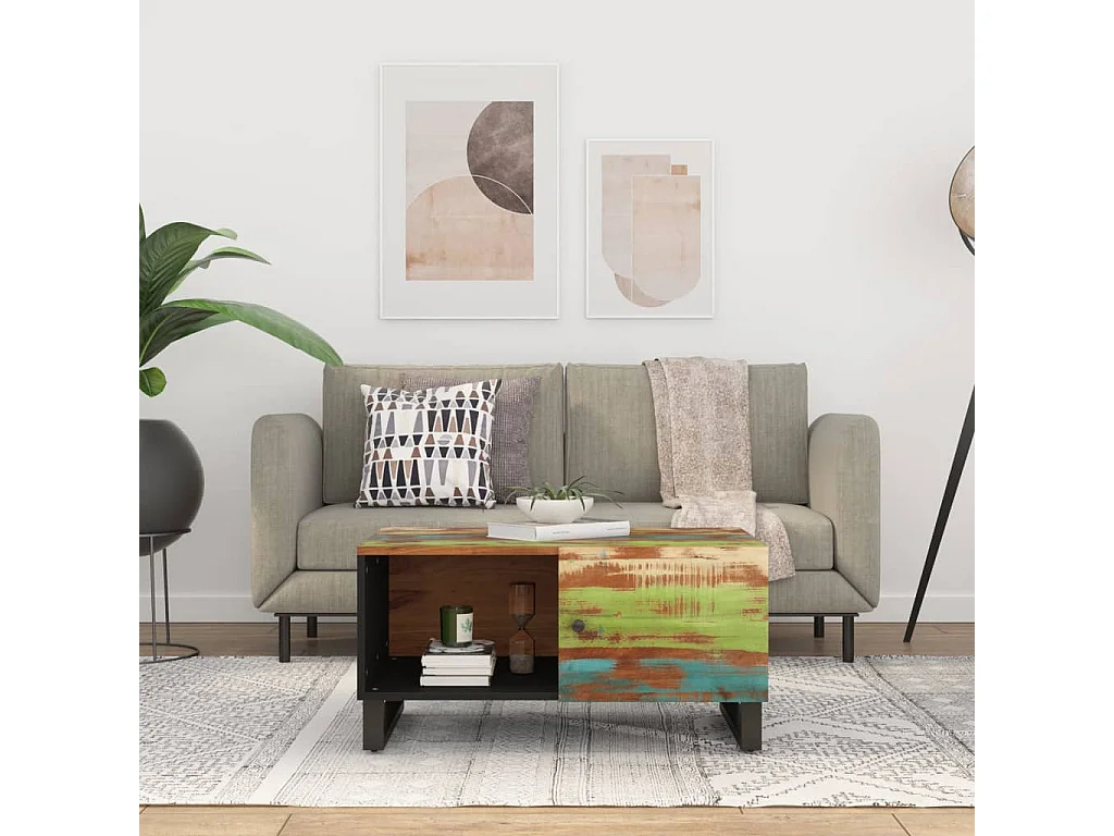 Salontafel 80x50x40 cm Teruggewonnen en bewerkt hout