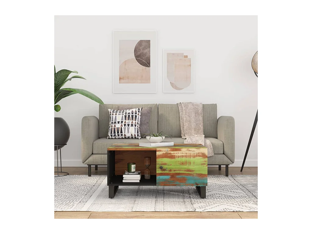 Salontafel 80x50x40 cm Teruggewonnen en bewerkt hout