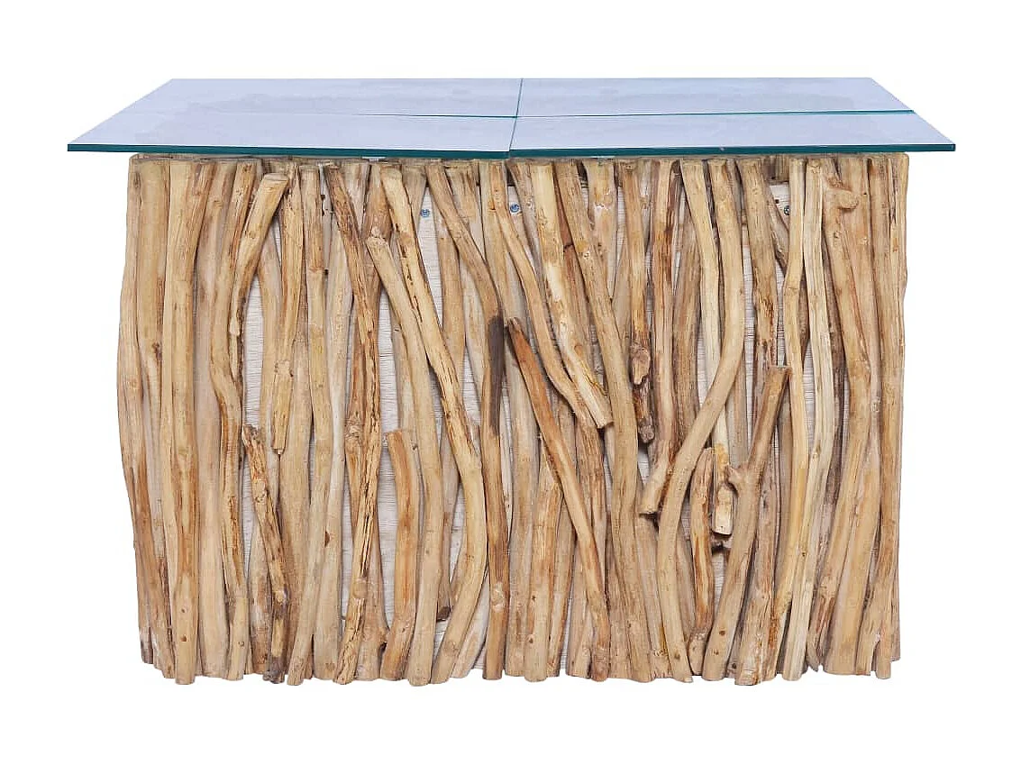 Salontafel met glazen blad 66x66x40cm Massief teakhout