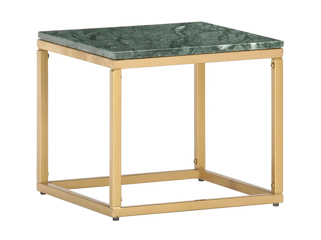 Tavolino Verde 40x40x35 cm Vera pietra e struttura in marmo