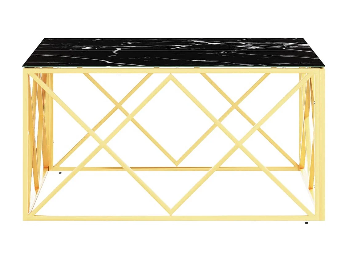 Table basse doré 80x80x40 cm acier inoxydable et verre
