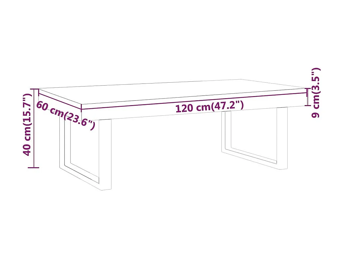 Table basse Marron foncé et noir 120x60x40 cm MDF et fer