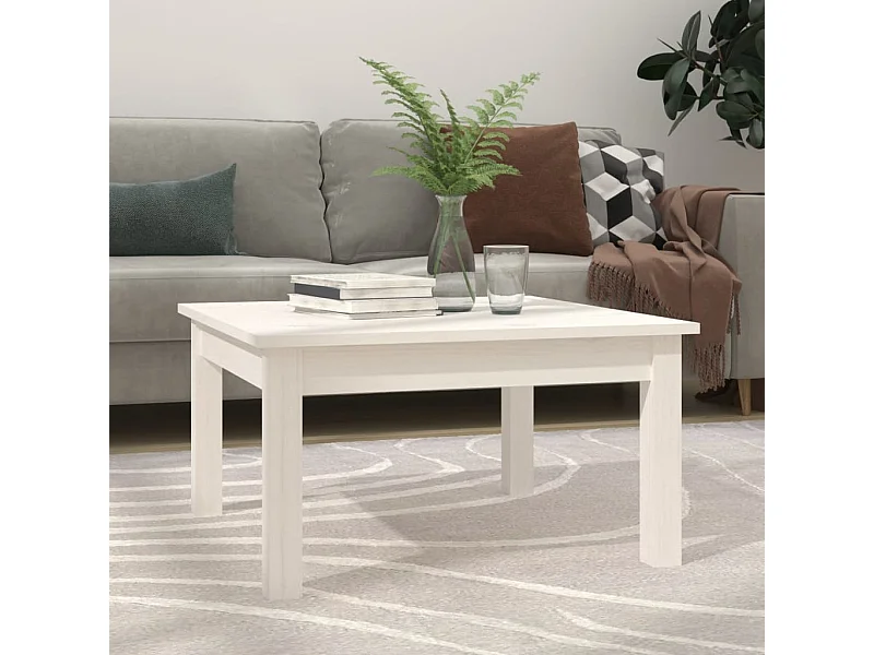 Tavolino Bianco 55x55x30 cm Legno di pino massiccio