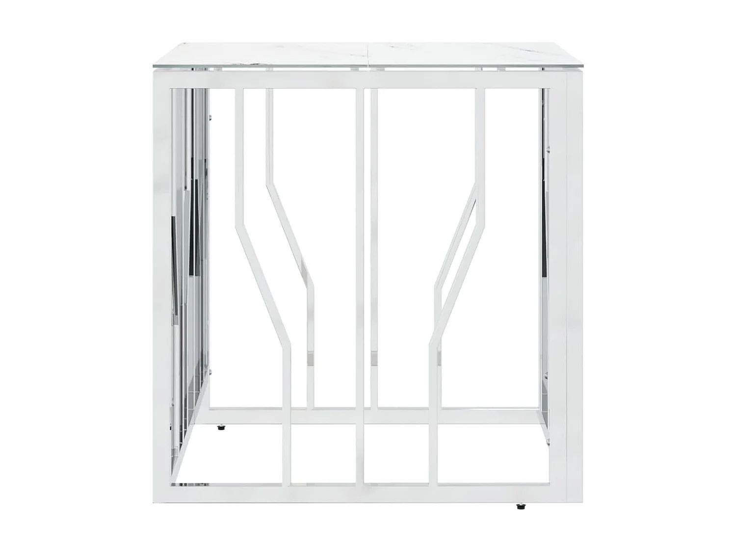 Table basse argenté 50x50x50 cm acier inoxydable et verre