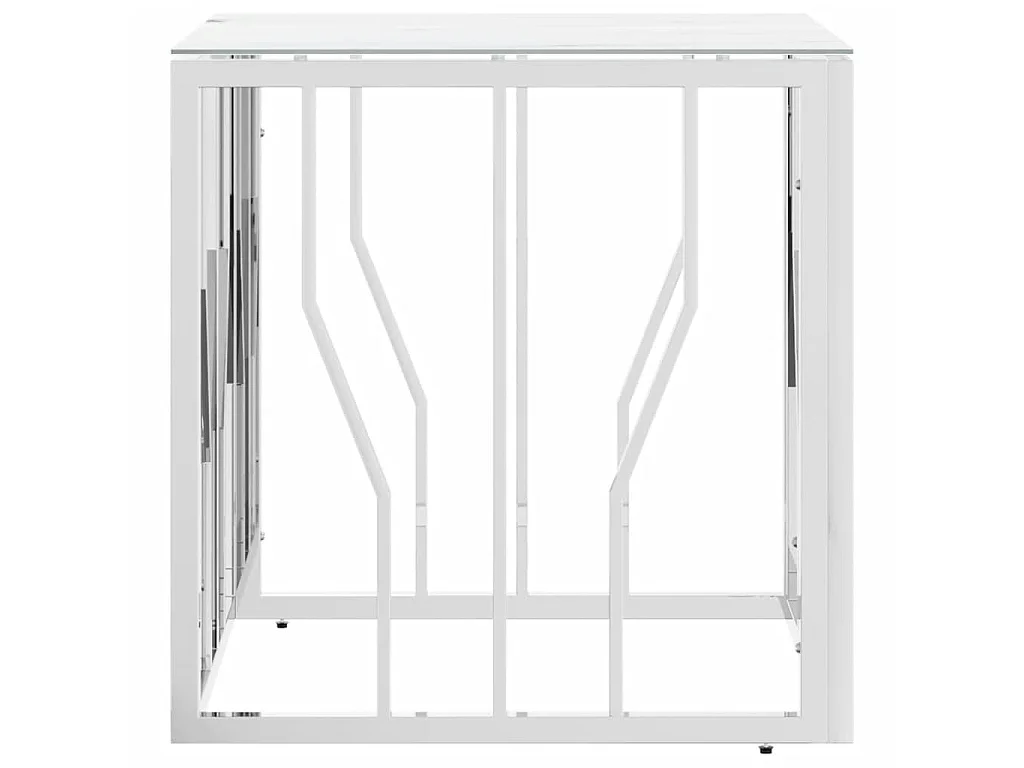 Zilveren salontafel 50x50x50 cm roestvrij staal en glas