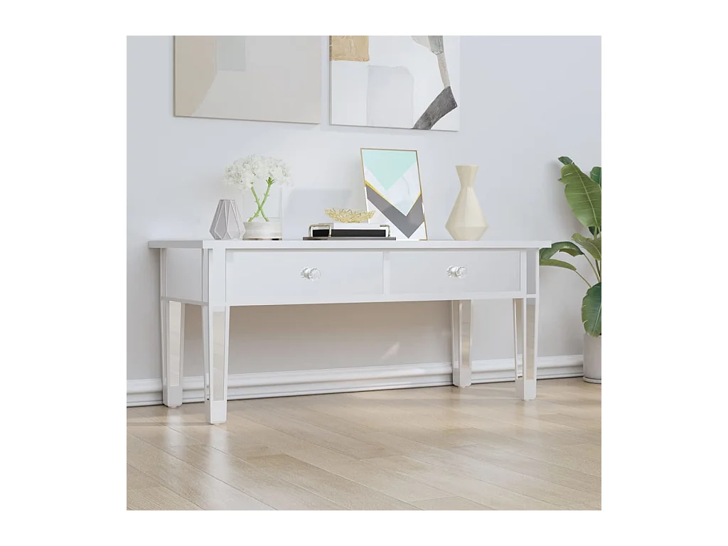 Table basse à miroir 106x45x45 cm Bois d'ingénierie et verre