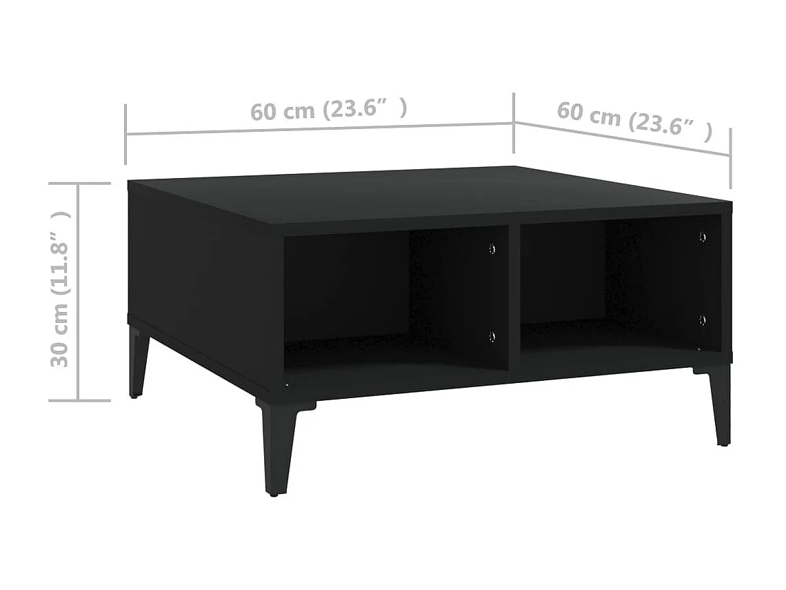 Mesa de centro Aglomerado negro 60x60x30 cm