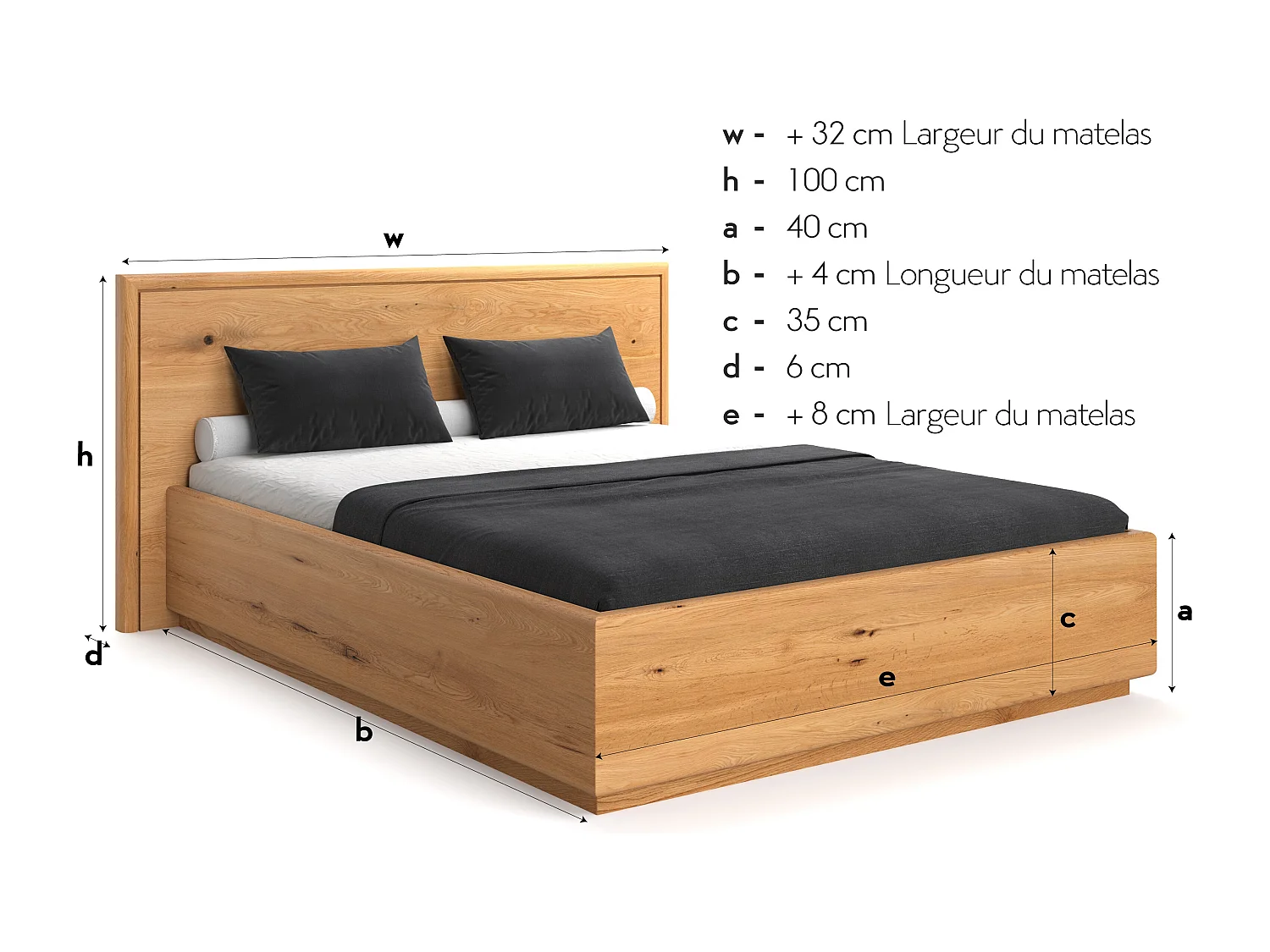Lit en bois exclusif Valor avec coffre de rangement