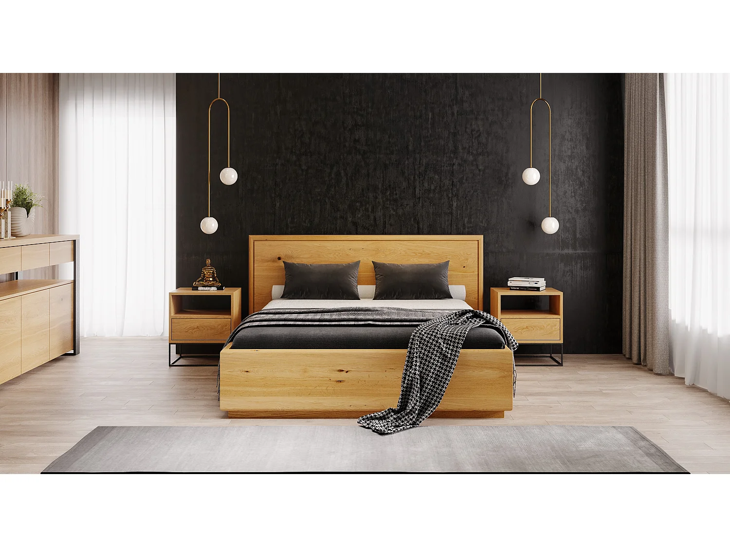 Exklusives Holzbett Valor mit Behälter