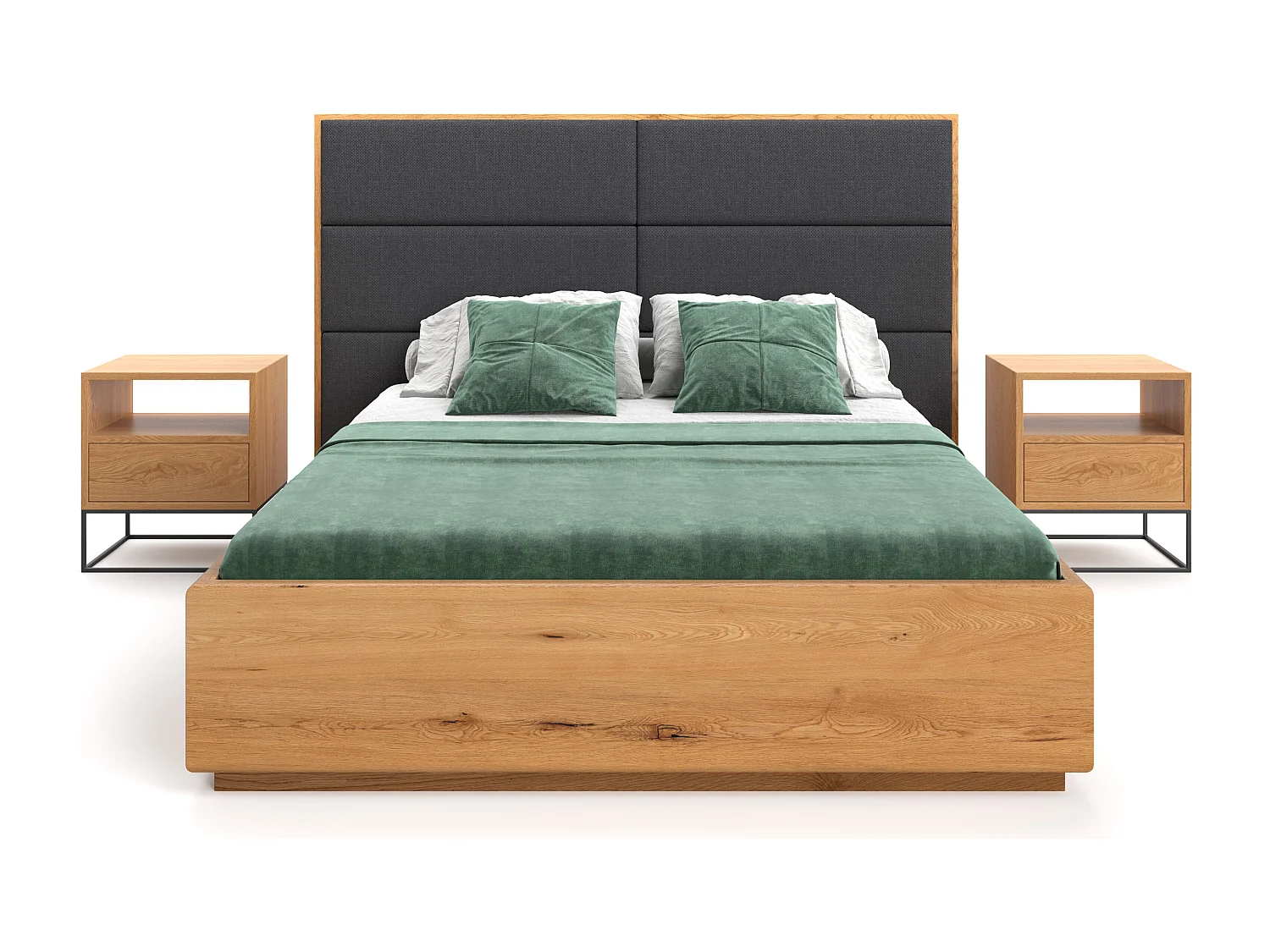 Exklusives Eichenbett Dome mit Behälter