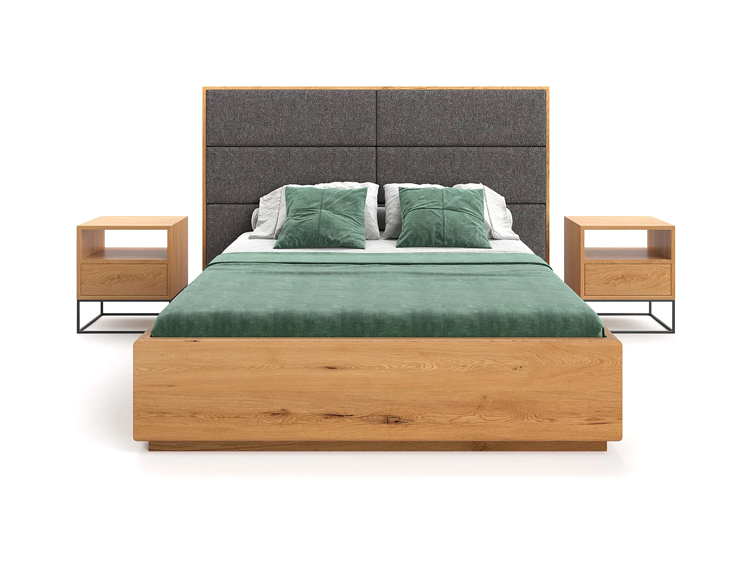 Lit exclusif en chêne Dome avec coffre de rangement