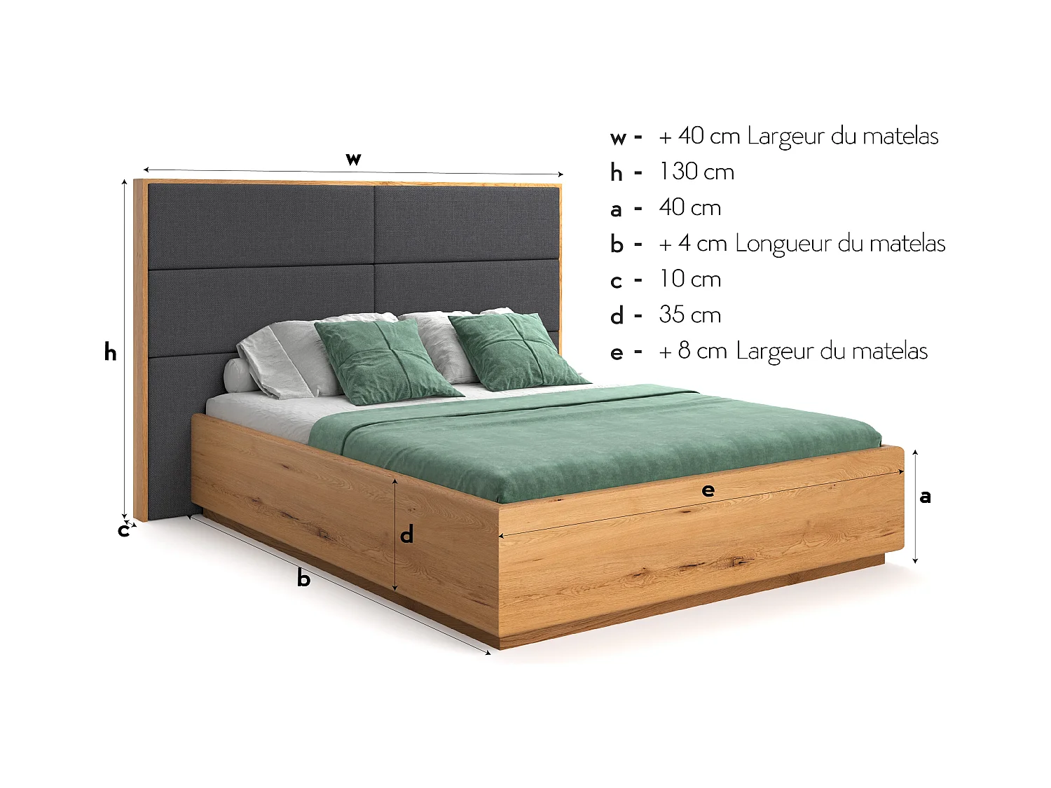 Lit exclusif en chêne Dome avec coffre de rangement