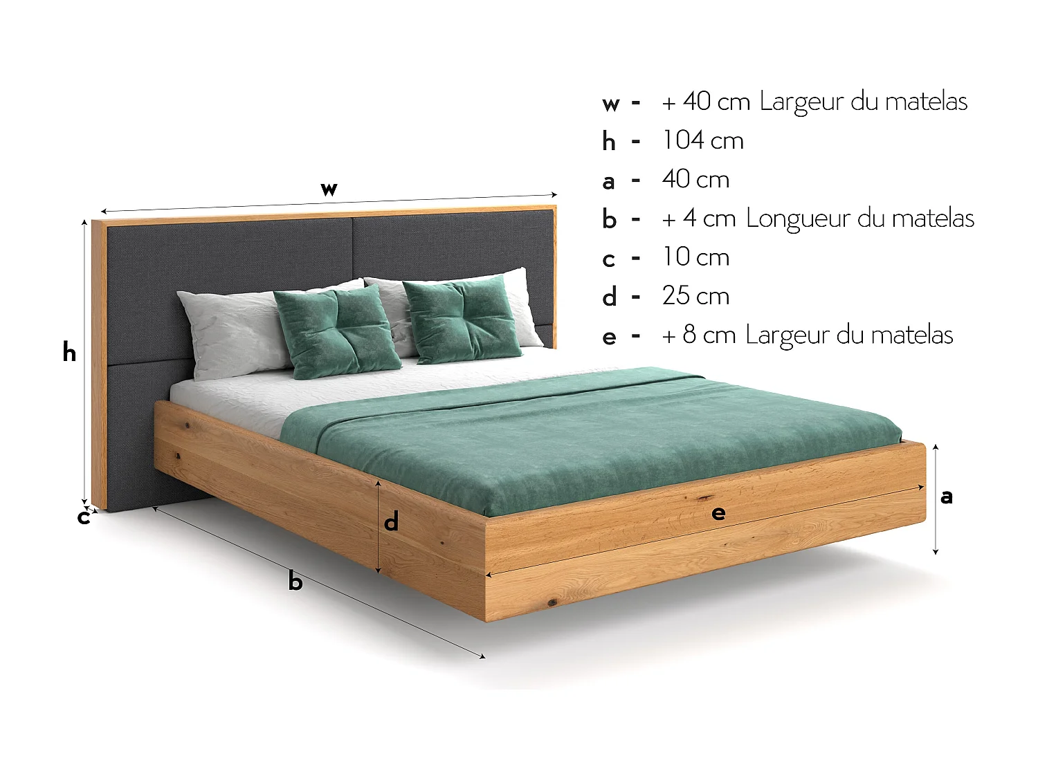 Lit flottant Dome en chêne massif