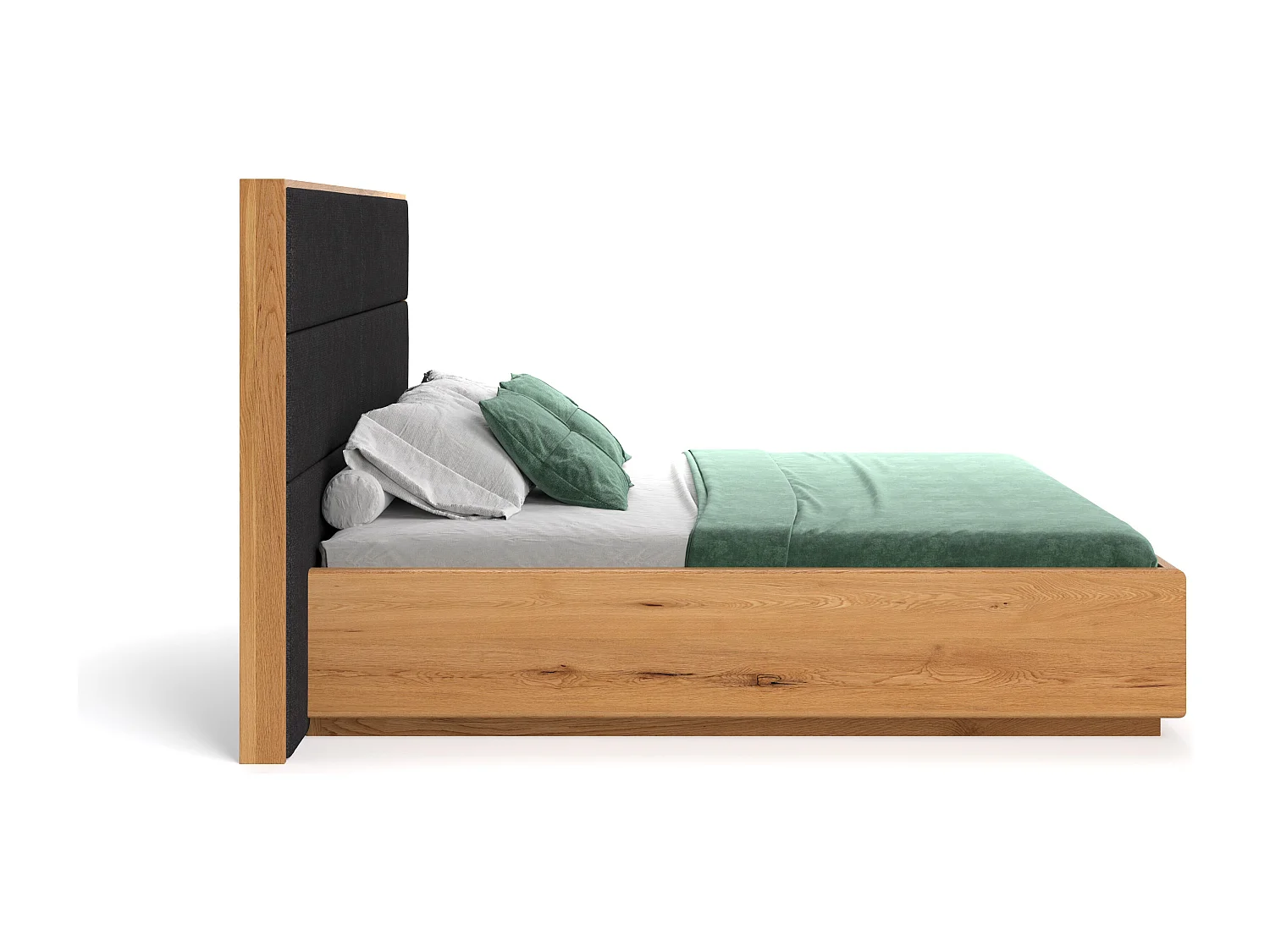 Exklusives Eichenbett Dome mit Behälter