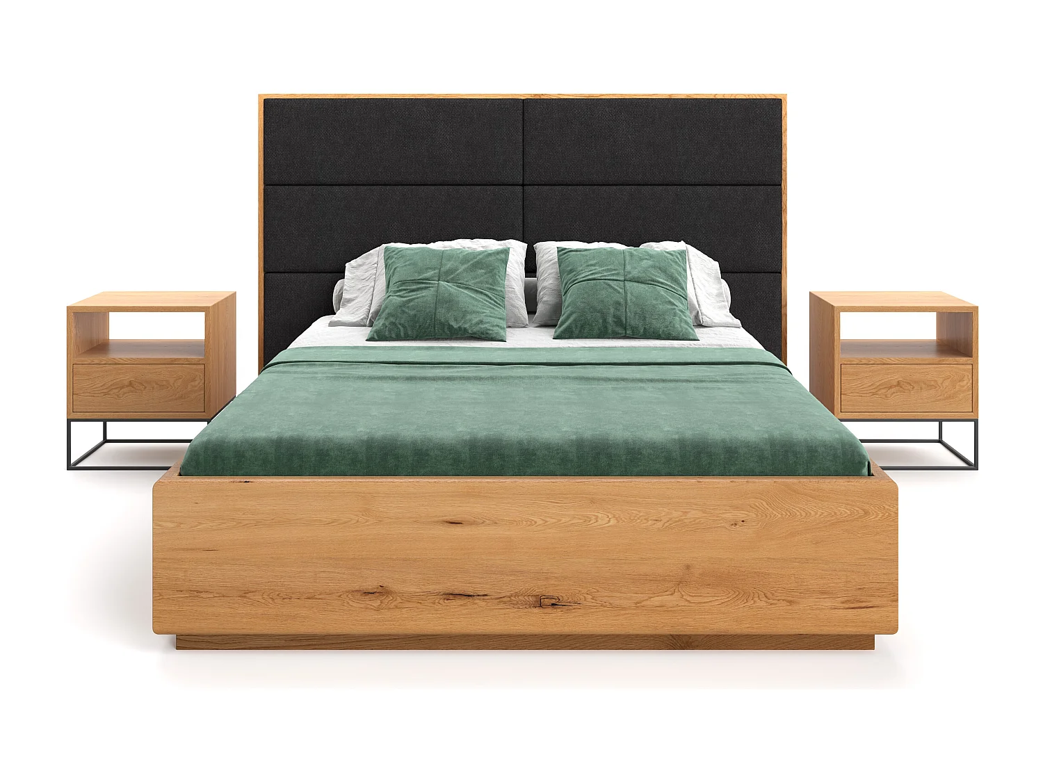 Exklusives Eichenbett Dome mit Behälter