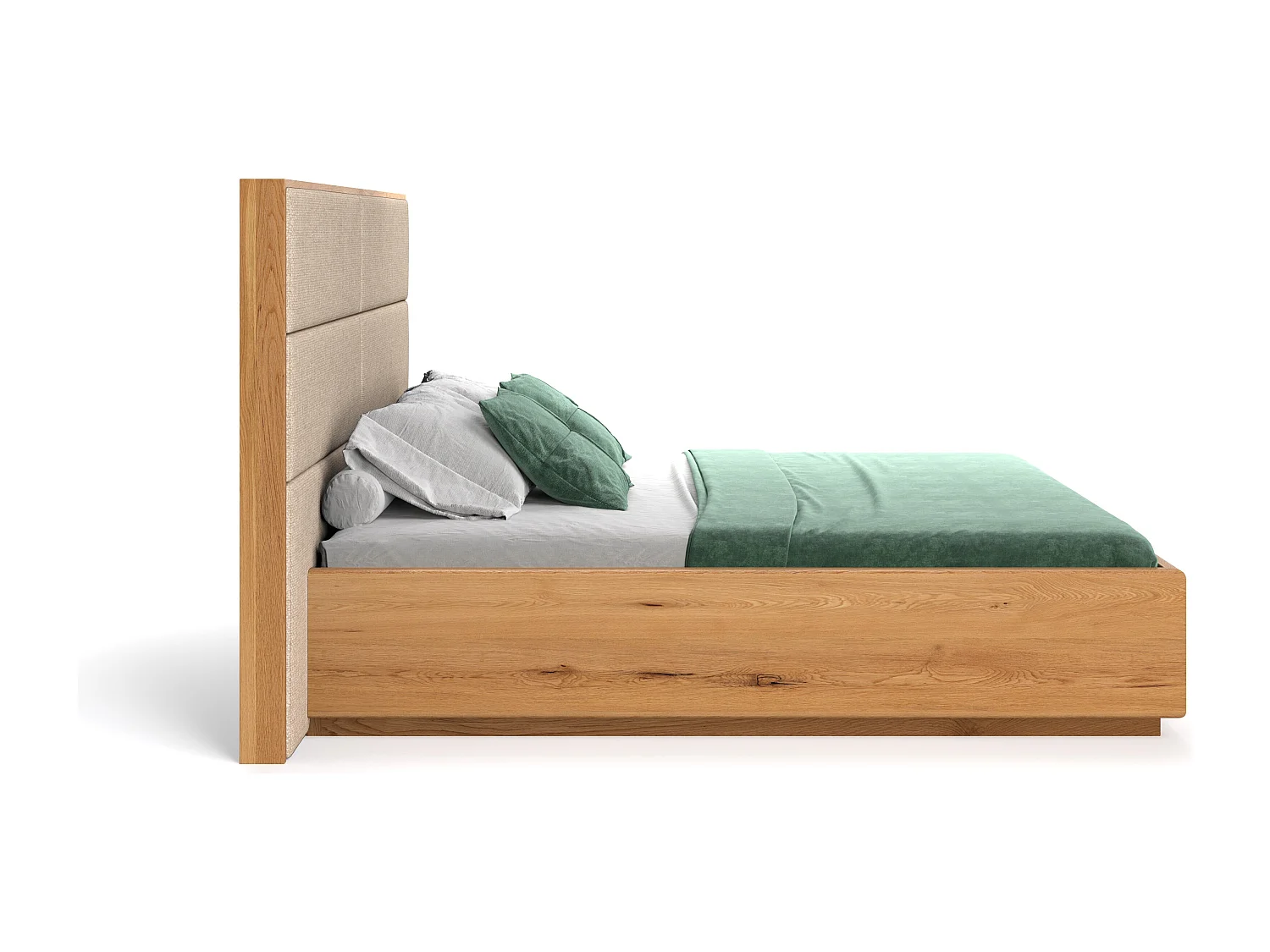 Exklusives Eichenbett Dome mit Behälter