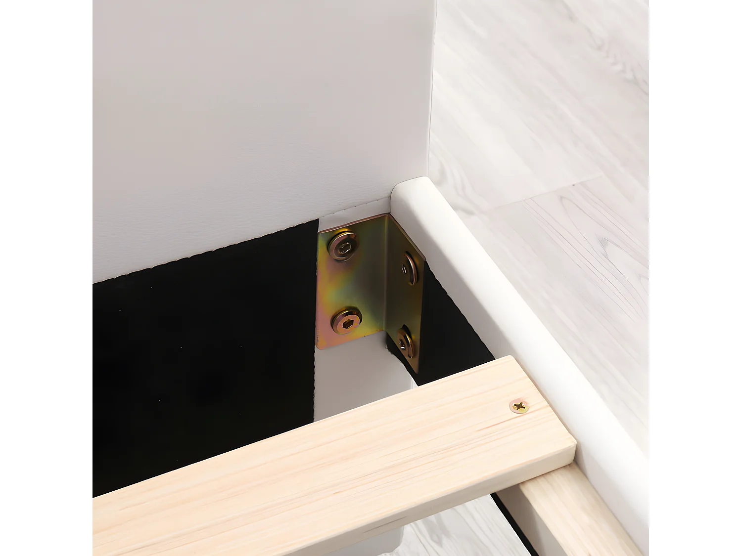 Lit adulte capitonné en similicuir - 160x200cm - avec 2 tiroirs - Blanc