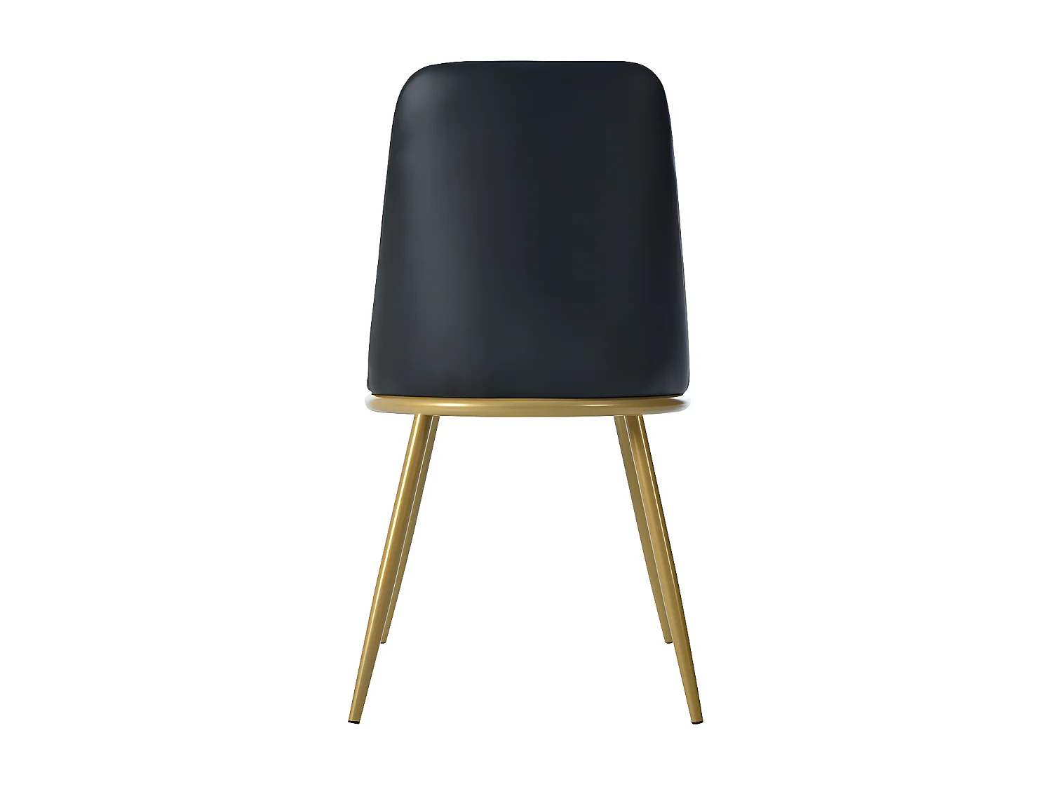 Lot de 4 Chaises rembourrées en velours avec dossier - structure en métal doré - Noir