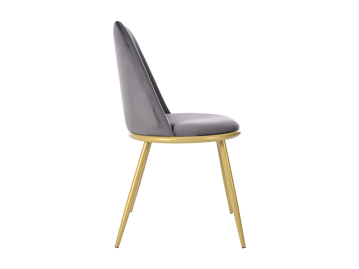 Set van 4 gestoffeerde fluwelen stoelen met rugleuning - goudkleurige metalen structuur - grijs