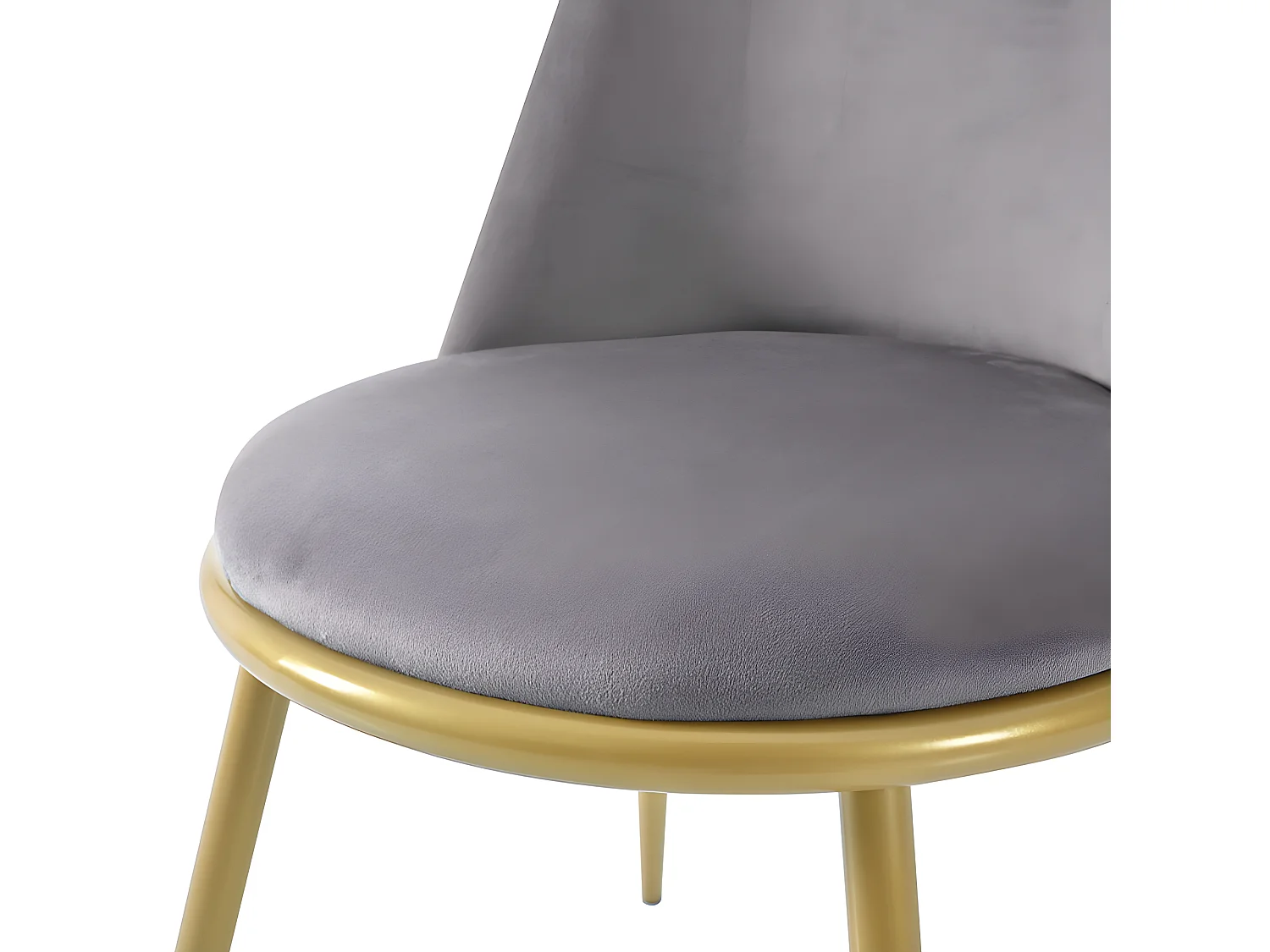 Set van 4 gestoffeerde fluwelen stoelen met rugleuning - goudkleurige metalen structuur - grijs