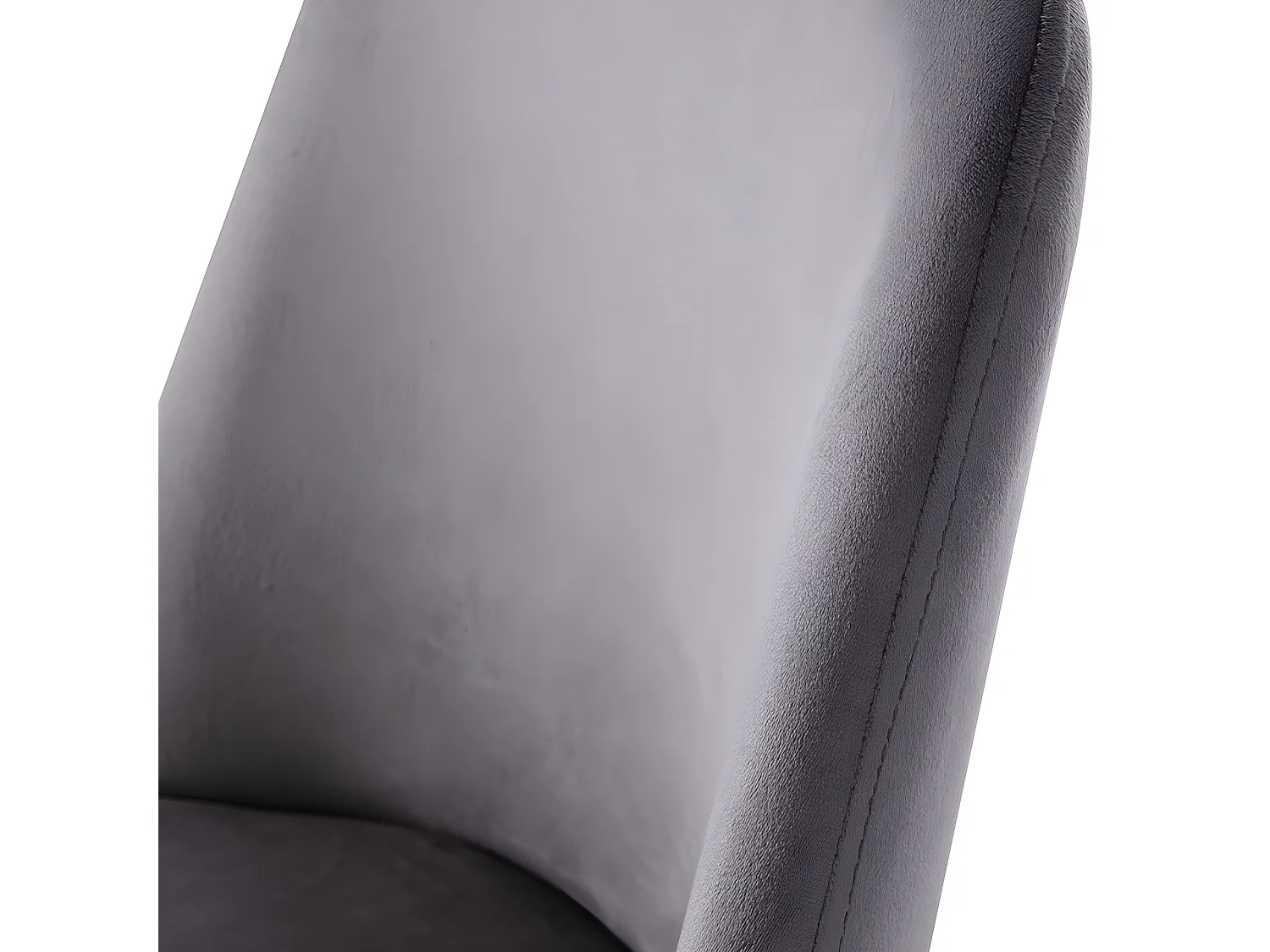 Set van 4 gestoffeerde fluwelen stoelen met rugleuning - goudkleurige metalen structuur - grijs