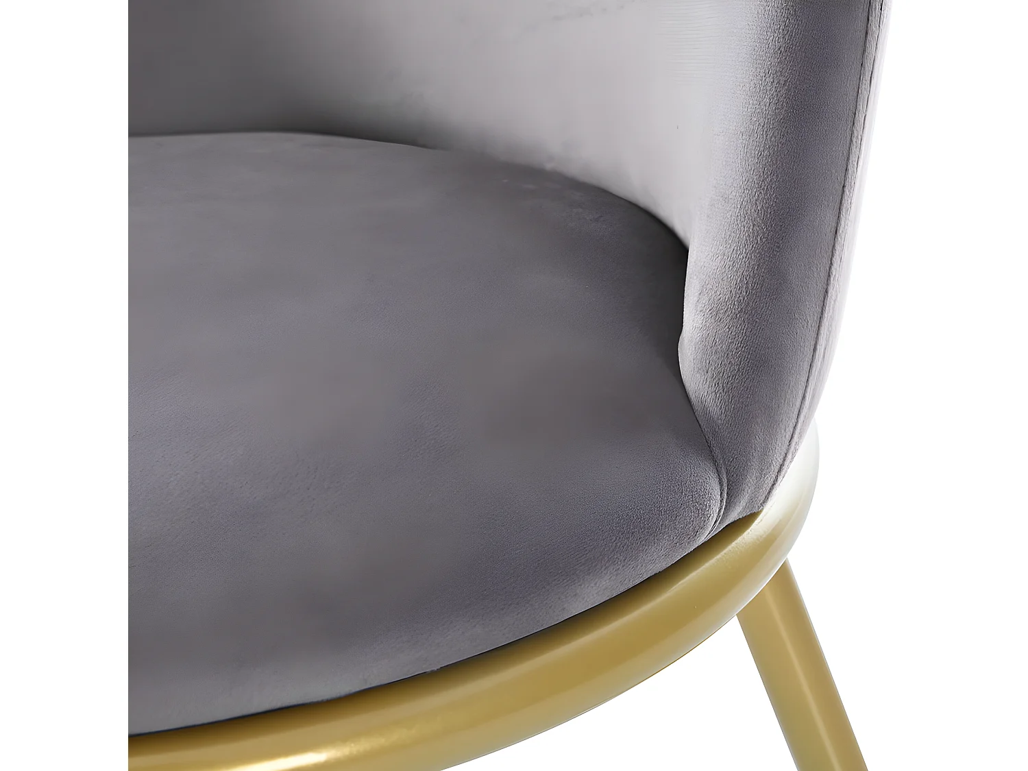 Set van 4 gestoffeerde fluwelen stoelen met rugleuning - goudkleurige metalen structuur - grijs