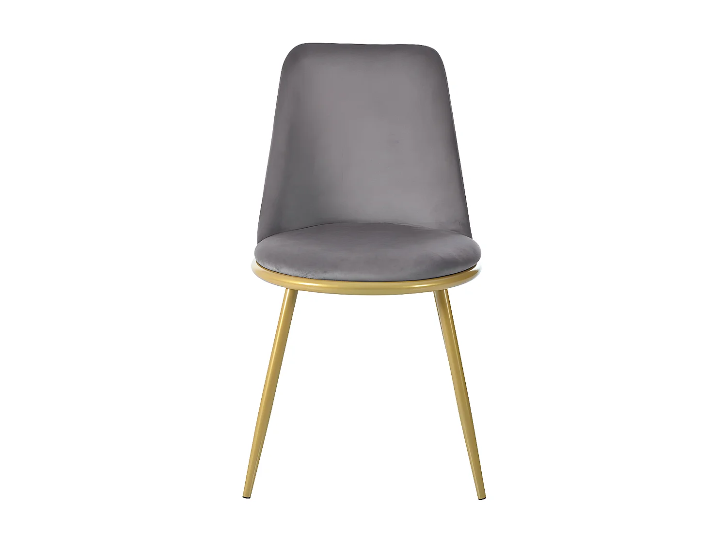 Set van 4 gestoffeerde fluwelen stoelen met rugleuning - goudkleurige metalen structuur - grijs