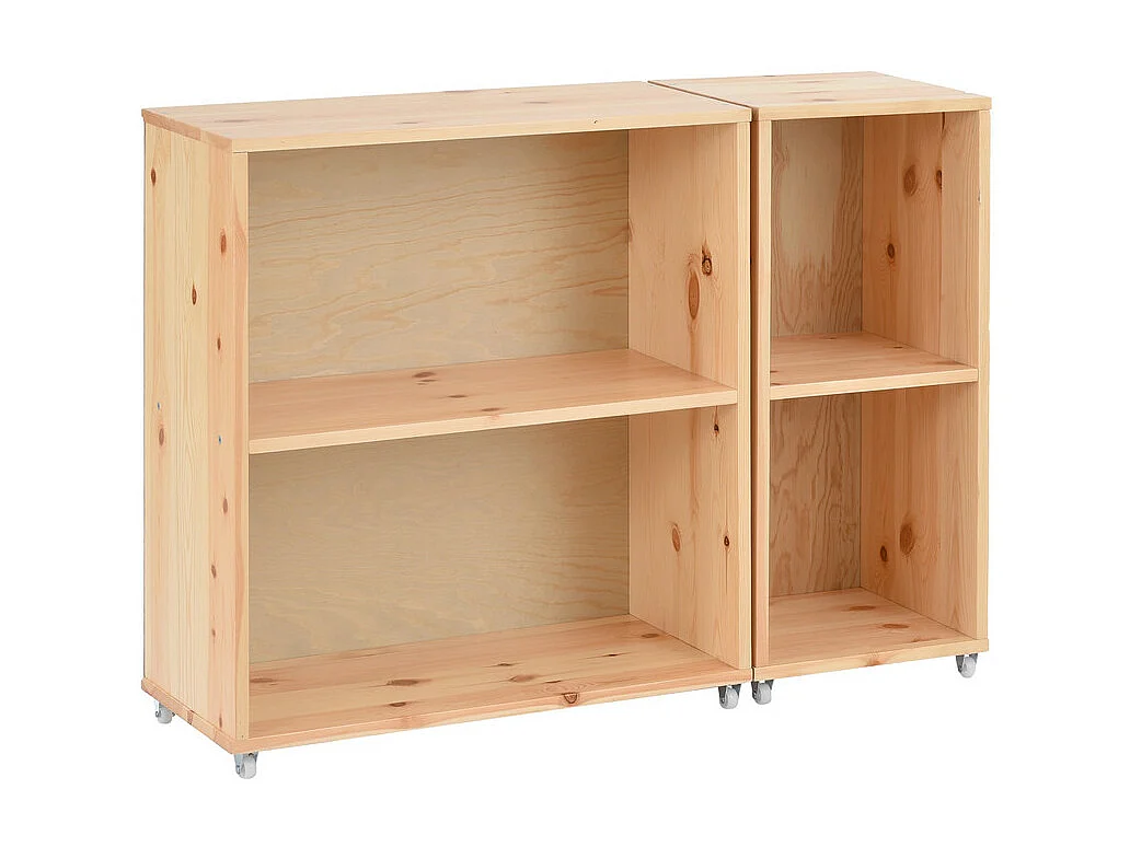 Lit mezzanine 90x200cm - avec escalier 、un placard amovible et barrières de sécurité - cadre de lit en bois massif - Blanc & Naturel