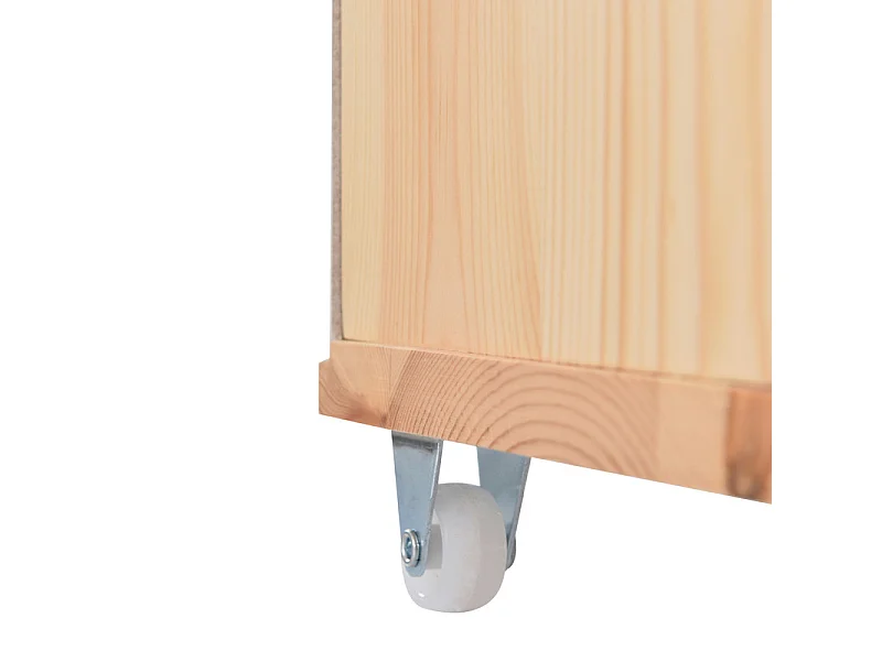 Lit mezzanine 90x200cm - avec escalier 、un placard amovible et barrières de sécurité - cadre de lit en bois massif - Blanc & Naturel