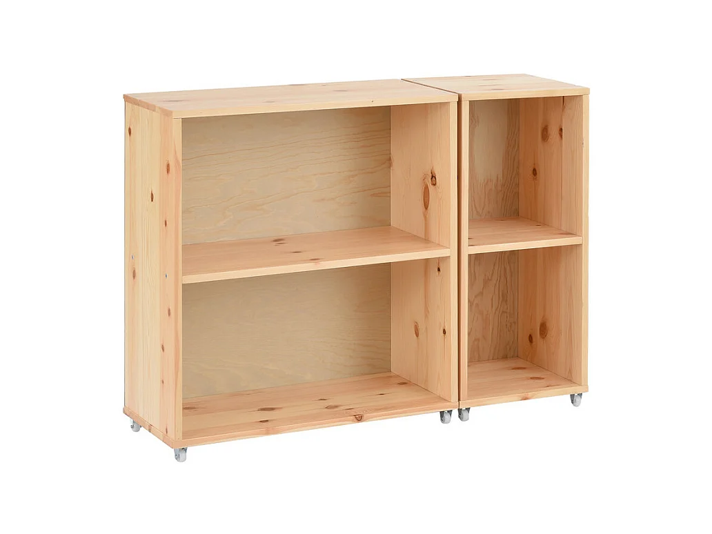 Lit mezzanine 90x200cm - avec escalier 、un placard amovible et barrières de sécurité - cadre de lit en bois massif - Blanc & Naturel