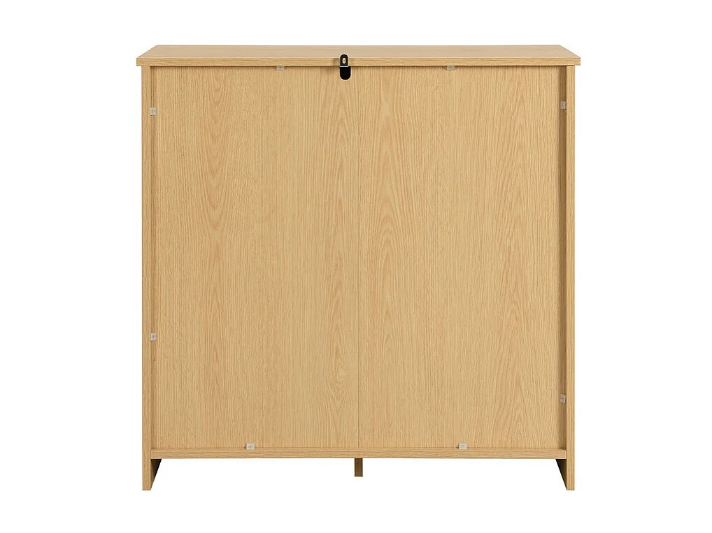 Rattan-Sideboard – 4 Schubladen mit Massivholzgriffen – Natur