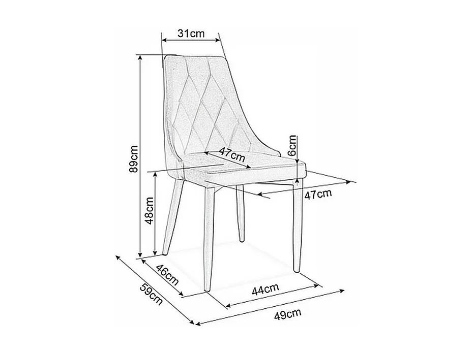 Chaise design métal et velours gris Glex
