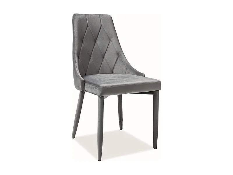 Chaise design métal et velours gris Glex