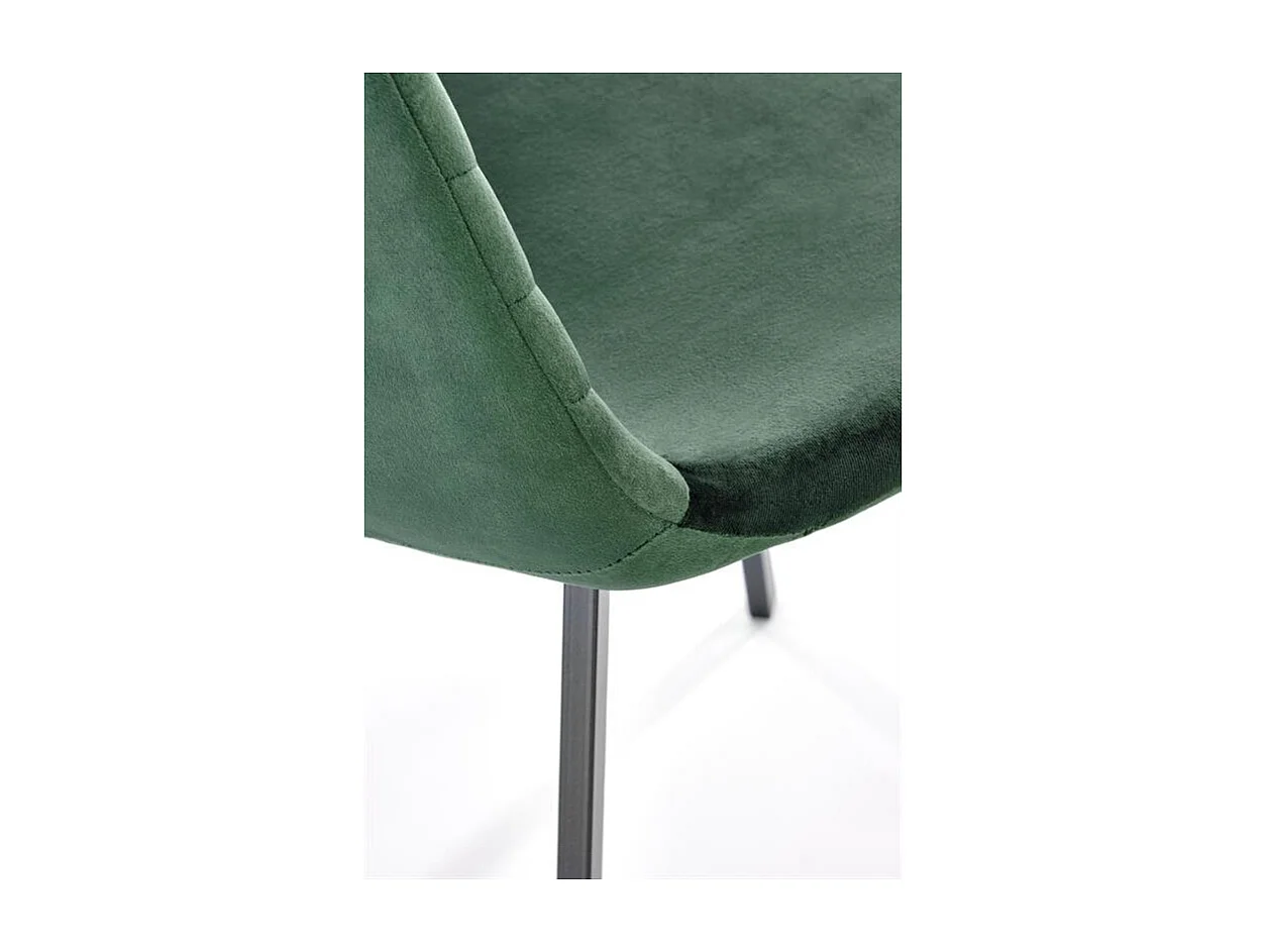 Silla de diseño Candace de metal verde y terciopelo gris