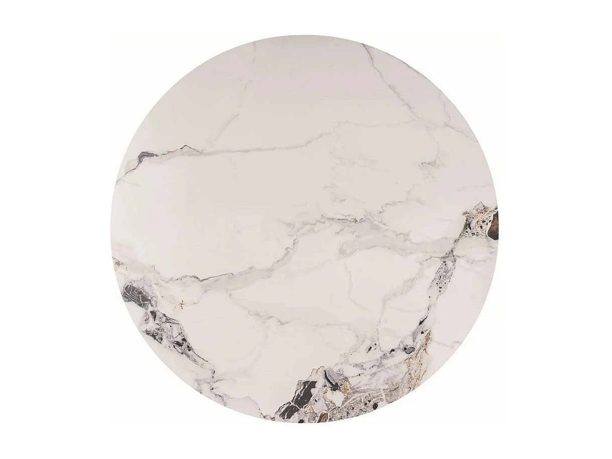 Tavolo da pranzo rotondo in marmo bianco Manon con base cromata