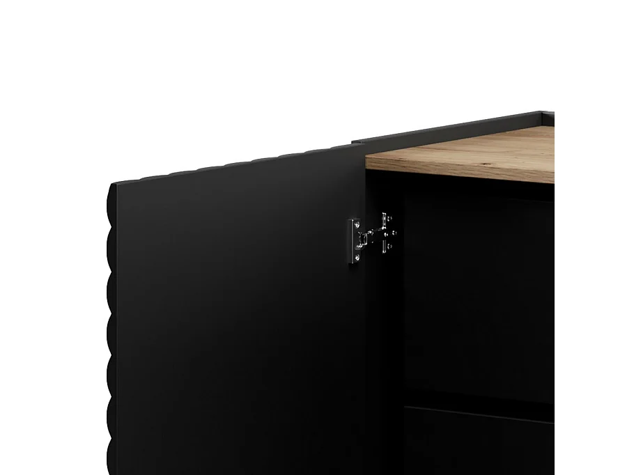 Credenza a 2 ante in legno e nero con frontali Emile 3D