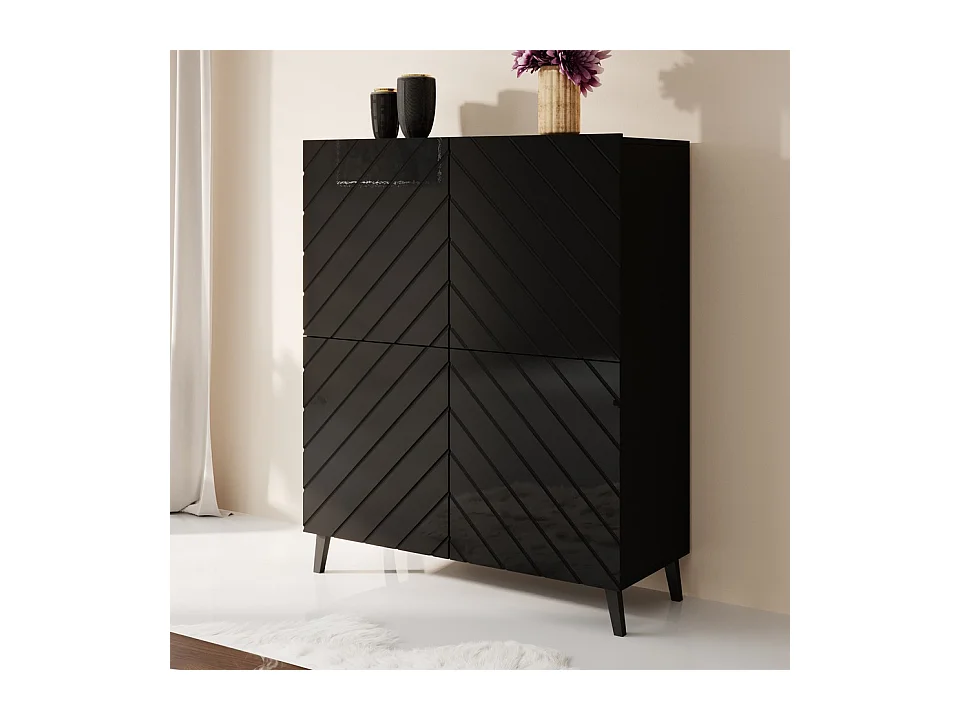Meuble de rangement design noir 100 cm Yaka