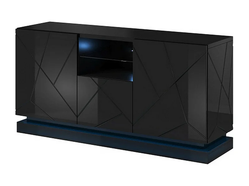 Credenza di design nera da 150 cm con illuminazione integrata Clost