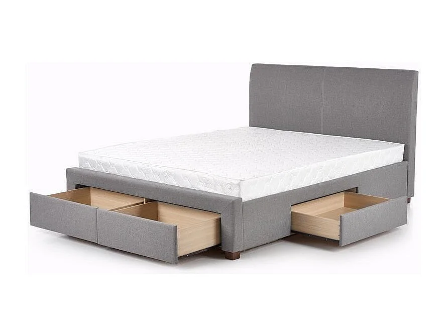 Lit moderne gris 160 / 180 x 200cm avec sommier Moreno - 160cm x 200cm