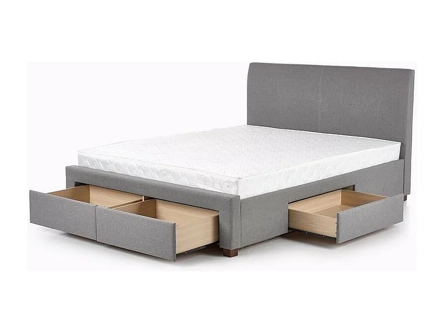 Lit moderne gris 160 / 180 x 200cm avec sommier Moreno - 180cm x 200cm